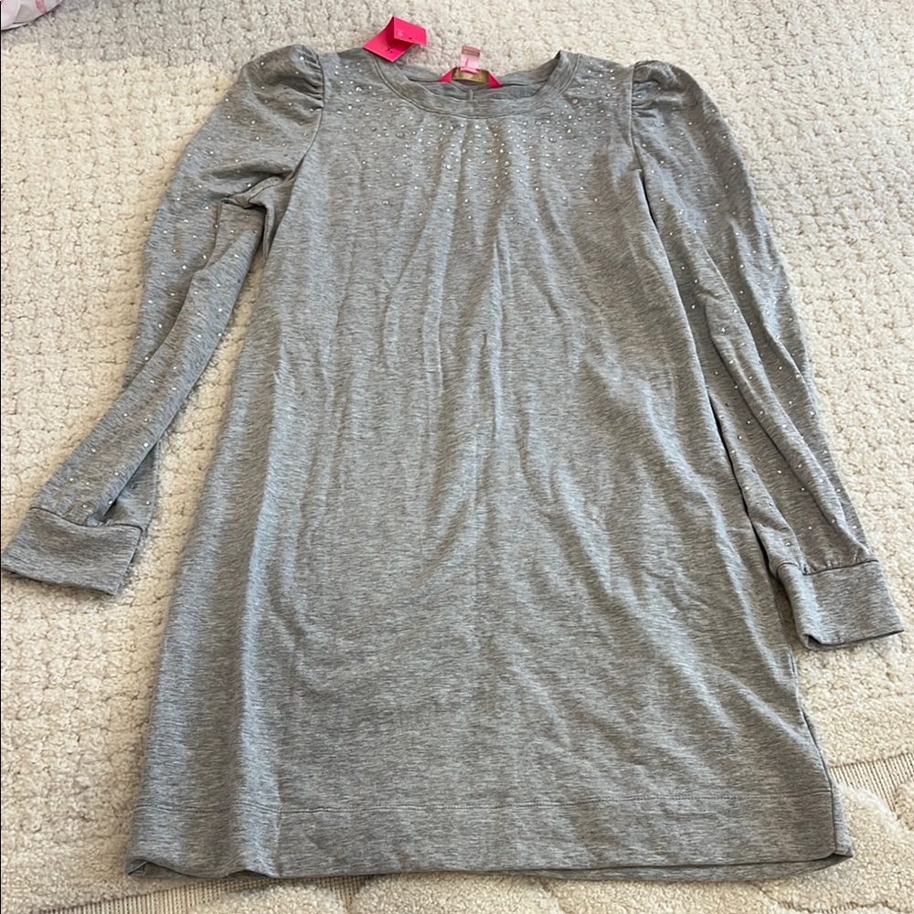 Lilly Pulitzer Heathered Seaside Grey Dress with Studded Accents